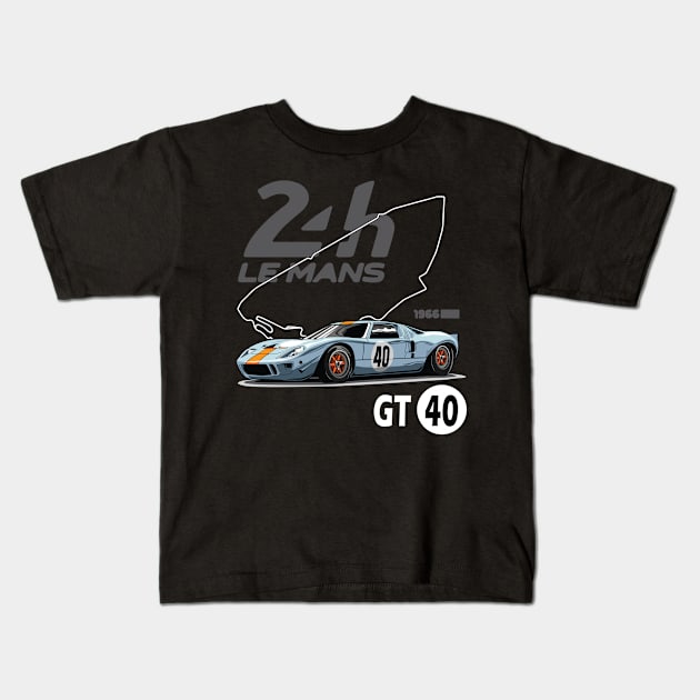 Le mans GT40 mk1 Kids T-Shirt by ASAKDESIGNS